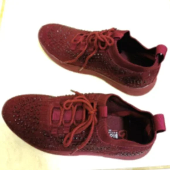 Blondo Kanon Rhinestones Sneakers Casual Upscale Athletic Shoes Size 7.5 Maroon - Picture 15 of 17